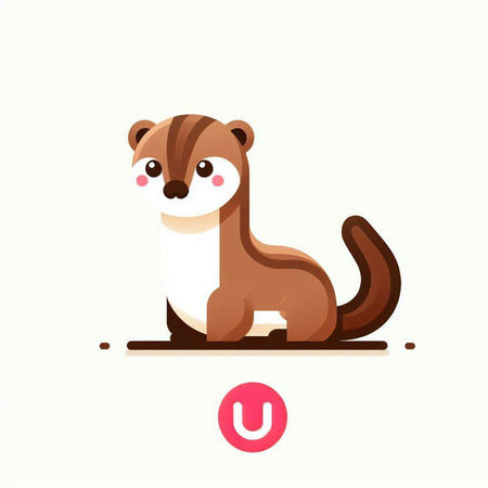 Cute ferret cartoon character. Vector illustration in flat style.のイラスト素材