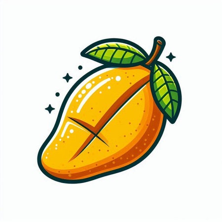 Mango fruit isolated on white background. Vector illustration in cartoon style.のイラスト素材