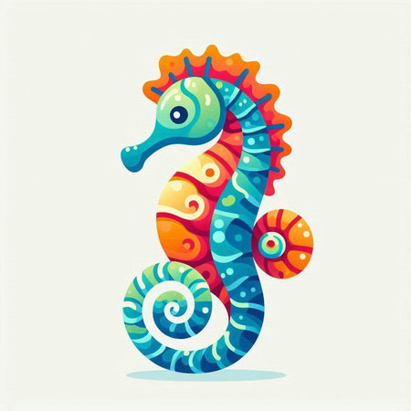Seahorse. Colorful vector illustration of a sea horse.のイラスト素材