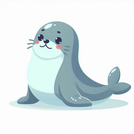 Cute seal on a white background. Vector illustration in cartoon style.のイラスト素材