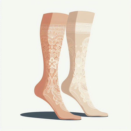 Women's legs in socks with lace on a white background. Vector illustrationのイラスト素材