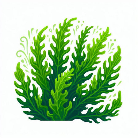 Green seaweed isolated on white background. Hand drawn vector illustration.のイラスト素材