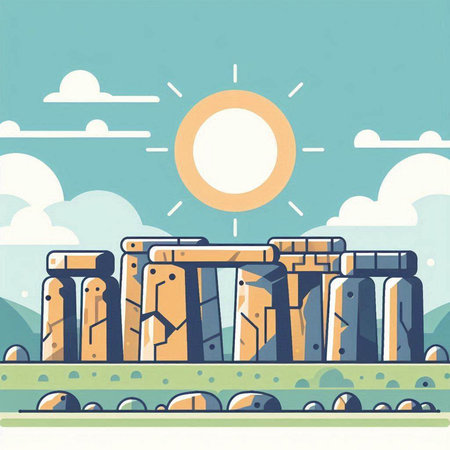 Stonehenge, stone monument in the United Kingdom. Vector illustrationのイラスト素材