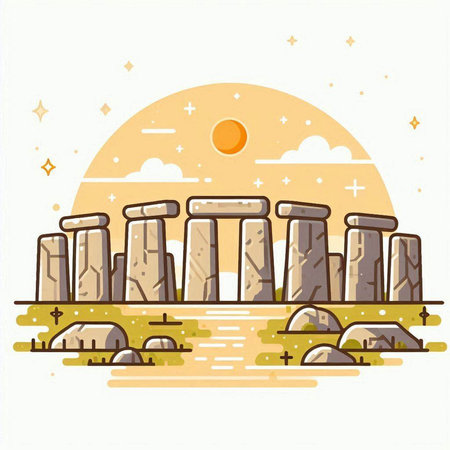 Stonehenge, ancient monument in england. Vector illustration.のイラスト素材