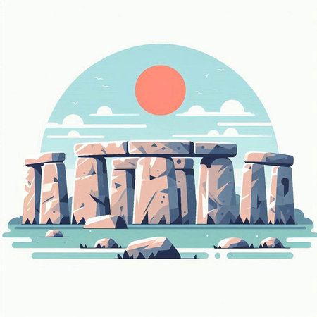 Stonehenge, symbol of ancient Greece. Vector illustration in flat styleのイラスト素材