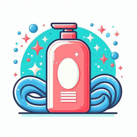 Cosmetic bottle with lotion, shampoo or shower gel. Vector illustrationのイラスト素材