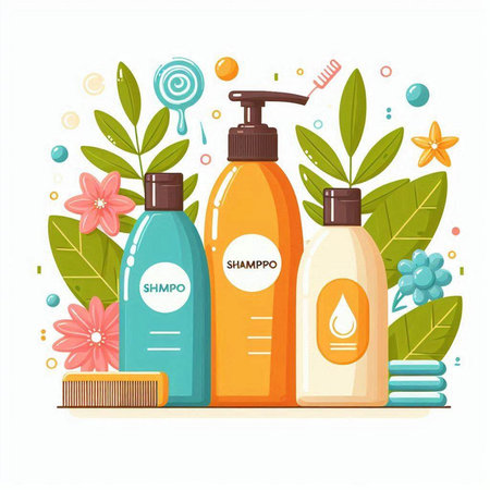 Cosmetics and skincare products. Flat style vector illustration.のイラスト素材