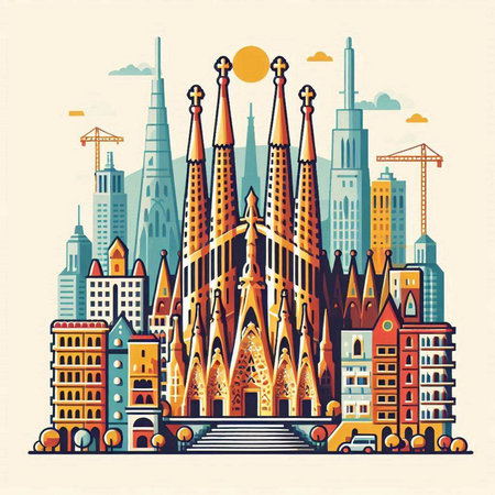 Vector illustration of famous european city in flat design style.のイラスト素材