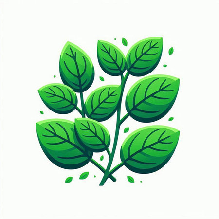 green leaves on a white background, vector illustration, design element.のイラスト素材