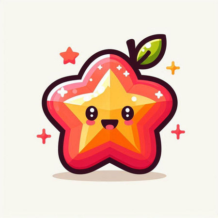 Cute star fruit character. Cute cartoon style. Vector illustration.のイラスト素材