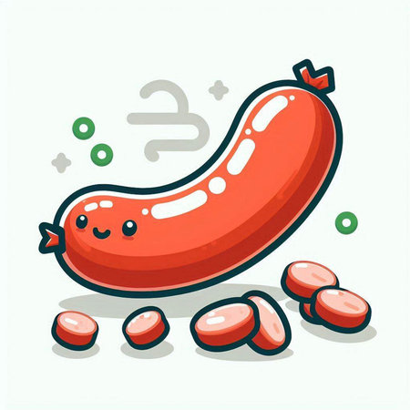 Sausage icon. Vector illustration of a sausage on a white background.のイラスト素材