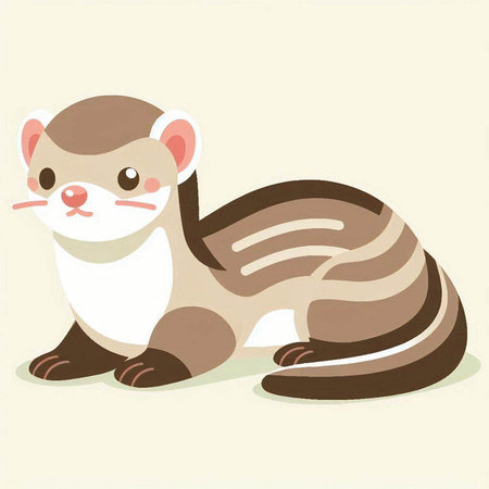 Cute ferret on a beige background. Vector illustration.のイラスト素材