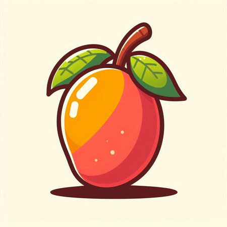 Illustration of mango fruit on a light background. Vector illustration.のイラスト素材