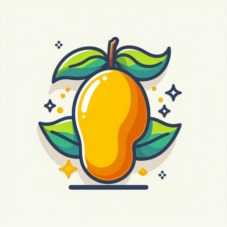 Mango fruit icon, vector illustration. Flat linear style design.のイラスト素材