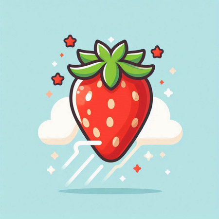Strawberry vector illustration. Flat design style. Strawberry icon.のイラスト素材
