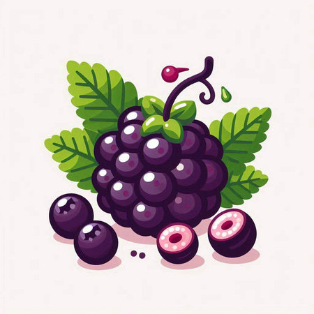 Blackberry vector illustration on white background. Vector illustration of fresh berry.のイラスト素材
