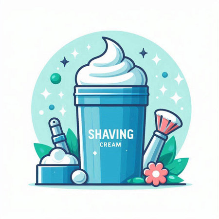 Shaving gel foam. Shaving cream. Vector illustration in cartoon styleのイラスト素材