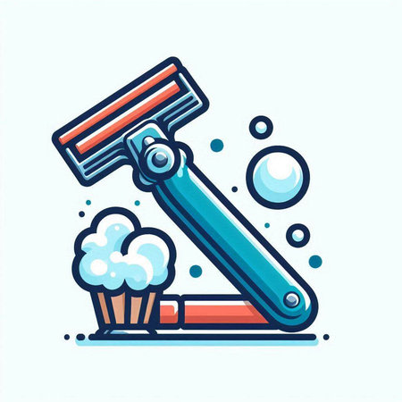 Shaving razor and cupcake. Vector illustration in line art style.のイラスト素材