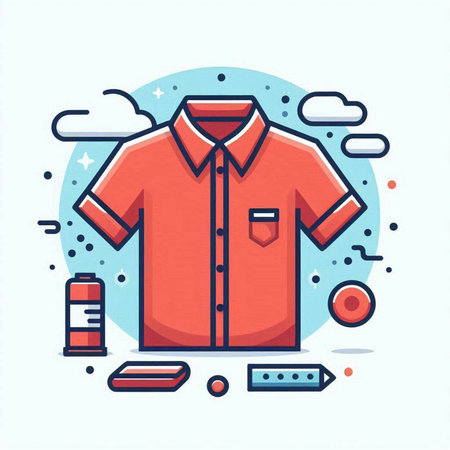 Laundry and dry cleaning concept. Flat line style vector illustration.のイラスト素材