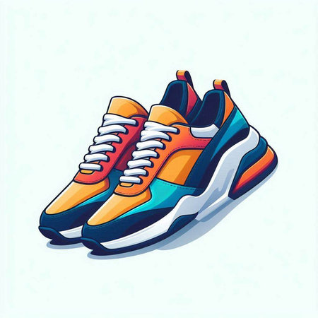Sneakers. Vector illustration of a pair of sport shoes.のイラスト素材