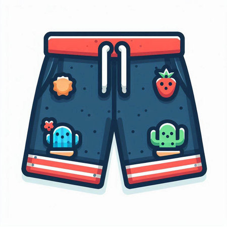 Swimming trunks. Vector illustration in flat cartoon style isolated on white background.のイラスト素材