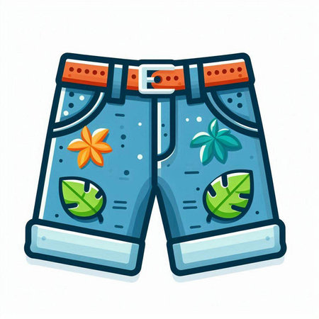 Jeans shorts icon. Vector illustration. Isolated on white background.のイラスト素材