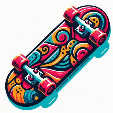Skateboard with colorful pattern. Vector illustration for your design.のイラスト素材