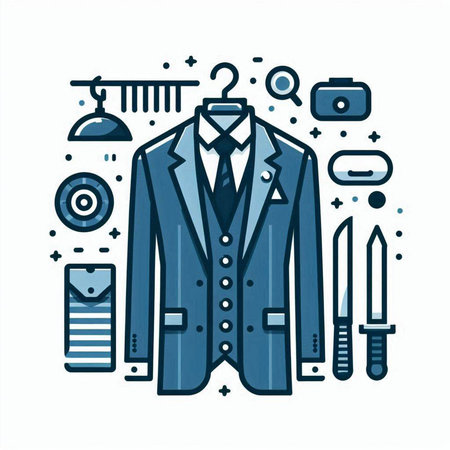 Tuxedo, suit and accessories for men. Vector illustration.のイラスト素材