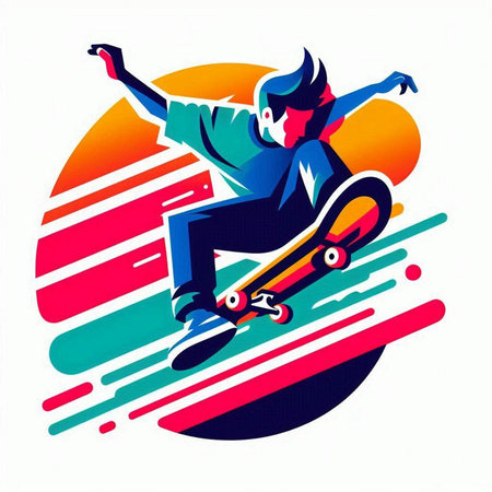 Skateboarder riding a skateboard. Extreme sport. Vector illustrationのイラスト素材