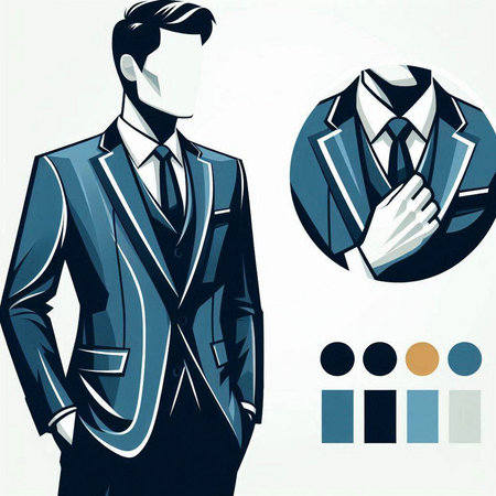 Vector illustration of a man in a suit and tie. Business conceptのイラスト素材