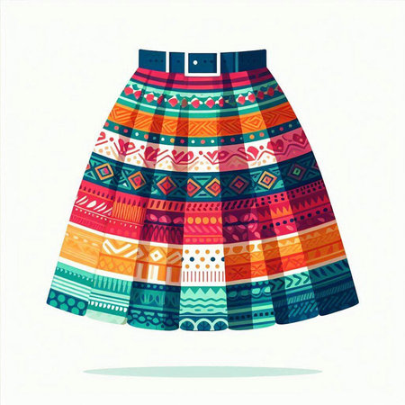 Colorful ethnic patterned skirt. Vector illustration for your design.のイラスト素材