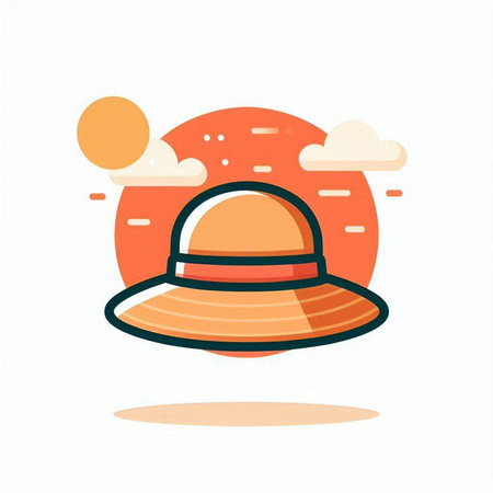 Summer hat icon. Vector illustration in flat style on white background.のイラスト素材