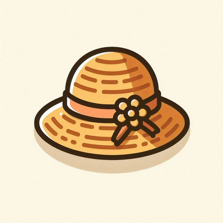 Straw hat icon isolated on white background. Vector Illustration.のイラスト素材