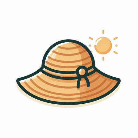 Summer hat icon. Vector illustration in doodle style isolated on white background.のイラスト素材
