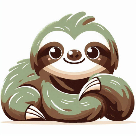Cute cartoon sloth on a white background. Vector illustration.のイラスト素材