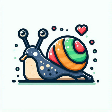 Snail with heart. Vector illustration. Isolated on white background.のイラスト素材