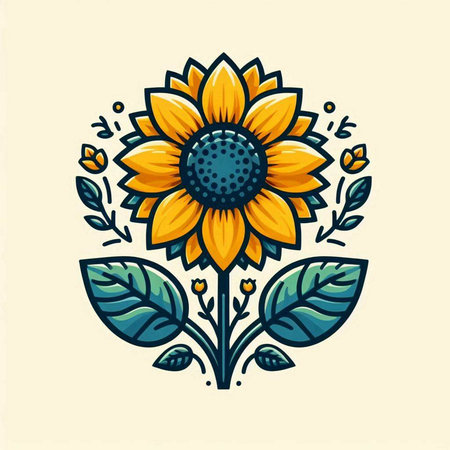 Hand drawn sunflower. Vector illustration in doodle style.のイラスト素材