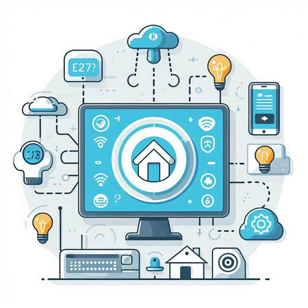 Modern flat design vector illustration concept of smart home automation system. Icons for mobile apps, web sites and infographics.のイラスト素材