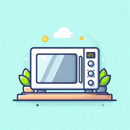 Microwave oven vector illustration in flat style. Home appliances concept.のイラスト素材