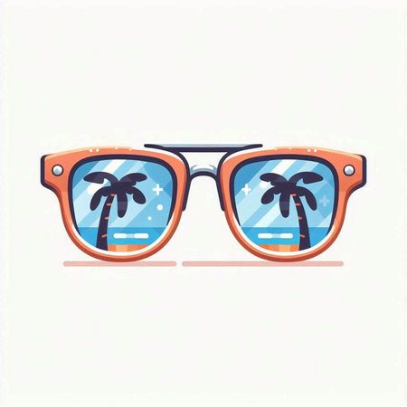 Sunglasses with palm trees on a white background. Vector illustrationのイラスト素材