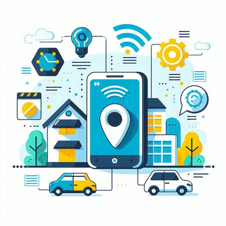 Smart home and internet of things concept. Smart home automation technology. Modern vector illustration.のイラスト素材