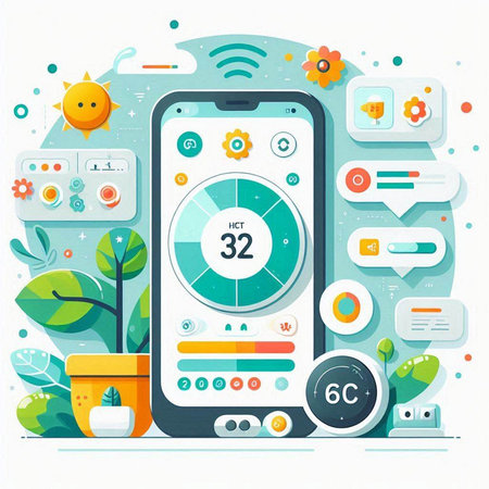 Smartphone with social media icons on the screen. Vector illustration.のイラスト素材
