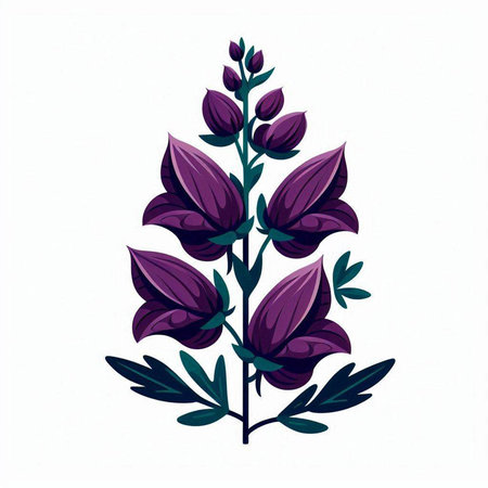 Illustration of a purple lupine flower on a white backgroundのイラスト素材