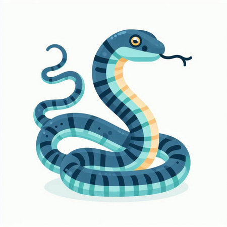 Cute cartoon snake. Vector illustration isolated on a white background.のイラスト素材