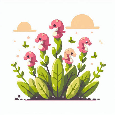 Illustration of a flower in the garden. Vector illustration in cartoon style.のイラスト素材