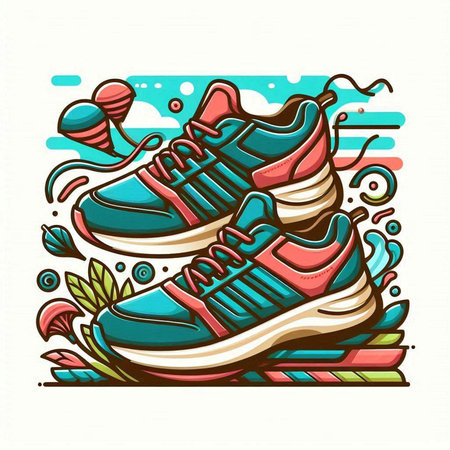 Sneakers. Vector illustration. Colorful doodle design.のイラスト素材