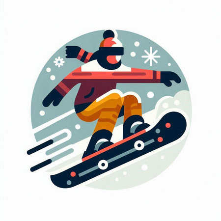 Snowboarder jumping. Winter sport. Vector illustration in flat style.のイラスト素材