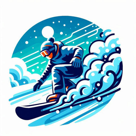 Snowboarder vector illustration. Winter sport icon. Snowboarderのイラスト素材