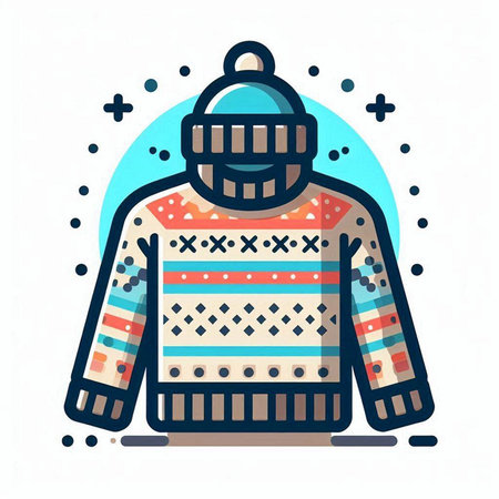 Winter sweater with snowflakes. Vector illustration in flat style.のイラスト素材