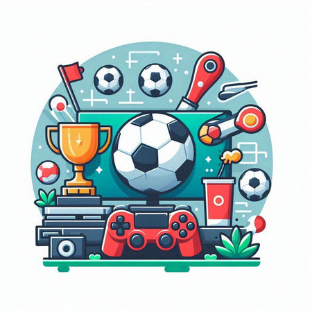 Soccer, football, soccer elements. Flat style vector illustration.のイラスト素材